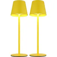 Globo Lighting 2er Set LED Tischlampe, gelb, Akku, CCT, Touchdimmer, Flaschenaufsatz