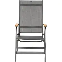 Kettler Granada Multipositionssessel mit Armlehne aus em Teak-Holz, anthrazit/anthrazit, Aluminium/Outdoorgewebe
