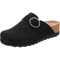 Rohde Damen Pantoffel Softfilz Hausschuh mit Lederdecksohle Soave-40 6055, Größe:42 EU, Farbe:Schwarz