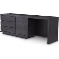 Casa Padrino Luxus Massivholz Schreibtisch Schwarzgrau 220 x 55 x H. 75,5 cm - Bürotisch - Computertisch - Büro Möbel - Luxus Möbel - Luxus Einrichtung - Luxus Qualität