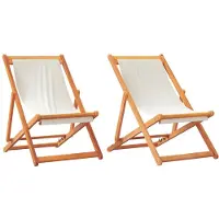 vidaXL Klappbare Strandstühle 2 Stk. Cremeweiß Stoff