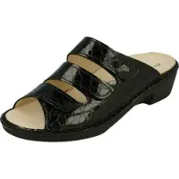 Finn Comfort Canzo, Schwarz, Damenschuhe, Pantolette, Leder, NEU - Damenschuhe Pantolette / Zehentrenner, Schwarz, leder (frog)