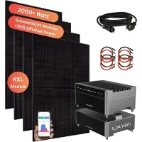 MyVoltaics Balkonkraftwerk 2000+ Watt mit Speicher Marstek Venus A 4,24 kW aufrüstbar, Nulleinspeisung & Notstrom möglich, optimales Einsteigermodell Unterkonstruktion für Dachziegel