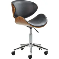 Beliani Arbeitshocker Schwarz mit Rollen komfortable Sitzfläche aus Kunstleder Modern