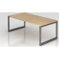 Proregal - Büromöbel mit top Leistungsdaten Schreibtisch Pavo | Eiche | Graues Gestell | BxT 200x100cm | Arbeitshöhe 65-85cm | höhenjustierbar, 1cm Raster | O-Fuß-Gestell eckig | Rechteckform mit schwebender Tischplatte