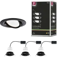 Paulmann LED-Spot Nova Coin 3er schwarz schwenkbar 2.700 K, schwarz, für Flurbereich, Aluminium, Modern