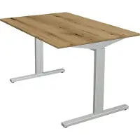 Theo Kerkmann Büromöbelfabrik GmbH & Co. KG Kerkmann Schreibtisch Form 2 120x80x70-82 cm T-Fuß Alusilber asteiche