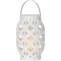 Star Trading LED Laterne 'Flame' - LED mit bewegtem Feuereffekt - H: 23cm, D: 15cm - Timer - weiß