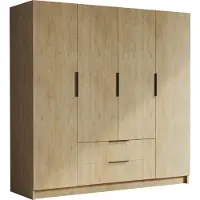 Mirjan 24 Kleiderschrank Sofia I 200, Schlafzimmer, Drehtürenschrank, mit Kleiderstange, Modern, Garderobenschrank, Metallgriffe (Farbe: Eiche Cremone + Schwarz)