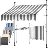 Kesser Klemmmarkise mit Handkurbel Balkon, Balkonmarkise ohne Bohren, UV-beständig höhenverstellbar wasserabweisend , Sonnenschutz, Terrassenüberdachung , einfache Montage