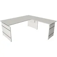 Kerkmann Schreibtisch Form 4 180x80x68-76 cm m. Anbautisch 100x60 cm Wangen-Gestell Lichtgrau