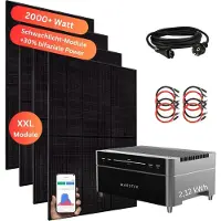 MyVoltaics Balkonkraftwerk 2000+ Watt mit Speicher Marstek Venus A 2,12 kW aufrüstbar, Nulleinspeisung & Notstrom möglich, optimales Einsteigermodell ohne Aufständerung