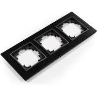 ETT MCPOWER Rahme, FLAIR, 3-fach, schwarz Aluminium, Steckdosenrahmen