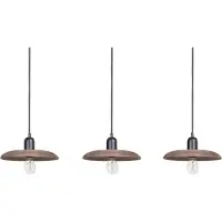 Beliani Hängeleuchte Dunkelbraun Mango-Holz 3-Flammig mit Schirm Kegelform Langem Kabel Boho Stil Rustikal für Esstisch Wohnzimmer Flur Wohnküche