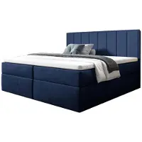 Bettso Boxspringbett Modernes kontinentales Bett mit Topper für Schlafzimmer HAVANA marineblau 180x200