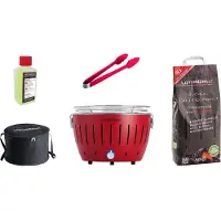 LotusGrill S Small Kompakt Starter-Set Feuerrot Holzkohlegrill 5 tlg