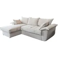 KAWOLA Sofa DAMETO Ecksofa Bettsofa Schlafsofa mit Stauraum Cord weiß Recamiere links