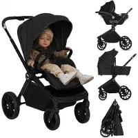 Lionelo MIKA Plus 3-in-1 Kombikinderwagen, Black Onyx