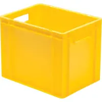 LA-KA-PE Transport-Stapelkasten B400xT300xH320 mm gelb, geschlossen mit Griffloch