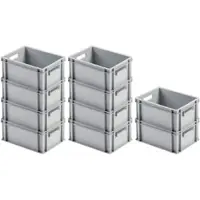 Proregal SuperSparSet 10 x Eurobehälter Mit Offenem Griff HxBxT 17,5 x 30 x 40 cm 16 Liter Grau Eurobox Transportbox Transportbehälter Stapelbehälter