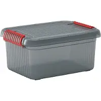 Proregal SuperSparSet 10x Mehrzweck Aufbewahrungsbehälter MANATEE mit Deckel | HxBxT 39x59x28cm| 42 Liter | Grau/Orange | Behälter, Box, Aufbewahrungsbehälter, Aufbewahrungsbox
