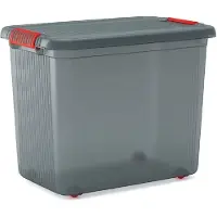 Proregal SuperSparSet 2x Mehrzweck Aufbewahrungsbehälter MANATEE mit Deckel | HxBxT 45x59x39 cm| 60 Liter | Grau/Orange | Behälter, Box, Aufbewahrungsbehälter, Aufbewahrungsbox