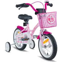 Prometheus Kinderfahrrad 12 Zoll Mädchen in Rosa Lila & Weiß mit Stützrädern | Seitenzugbremse und Rücktrittbremse | ab 3 Jahren | 12" Classic Edition 2017