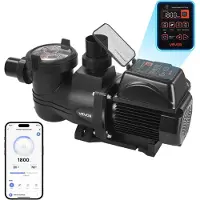 Vevor Schwimmbadpumpe 33.000 L/h, mit Variabler Drehzahl, 17 m Förderhöhe, 1.650 W, Einbau-/Aufstellpoolpumpe mit Filterkorb, Filterpumpe Selbstansaugend, Programmierbarer Timer, für Aufstellpools