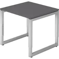 Bümö Schreibtisch Serie-R - Gestell: Silber, Größe: 80 x 80 cm, Nachbildung: Graphit