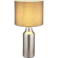 Globo Lighting Tischleuchte Keramik silberfarben, Textil grau, Kabel PVC weiß, Wippschalter am Kabel, ø: 305mm, H: 610mm, Kabellänge 1300mm, exkl. 1x E27 60W 230V
