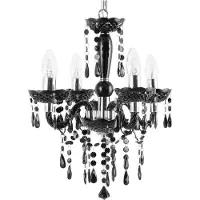 Beliani Kronleuchter Schwarz Metall 4-flammig mit Kristallen venezianischer Glamour Stil