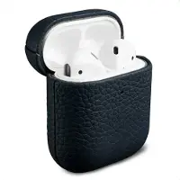 Accezz Echtleder Case für das Apple Airpods 1 / 2 - Dunkelblau