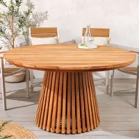 Riess Runder Esstisch EMPIRE TEAK 120cm braun Teakholz Indoor Outdoor wetterfest Esszimmertisch Gartentisch Tisch