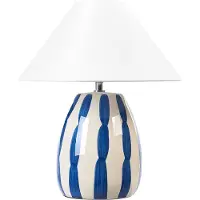 Beliani Schreibtischlampe Beige und Blau Keramik 41cm Handgefertigter weißer Kegelschirm Nachttisch Wohnzimmer Schlafzimmer Beleuchtung