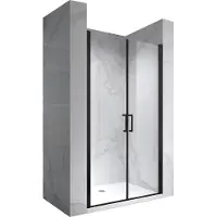I-flair schwarze Duschtür 92-95 cm - Höhe: 195 cm, aus durchsichtigem 6 mm Sicherheitsglas, Edelstahlgriffe