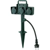 Bachmann Gartensteckdose mit Erdspieß, 3x CEE 7/3, IP44, Outdoor