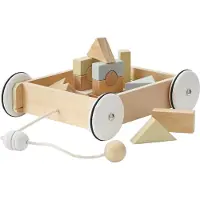 Kids Concept Wagen mit Holzklötzen, Bauklötze