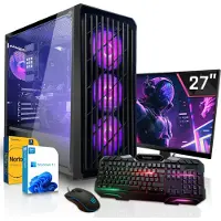 SYSTEMTREFF Gaming Komplett Set - Ryzen 7 5800XT - Nvidia GeForce RTX 5060 8GB - 32GB DDR4 - 1TB NVMe - 27 Zoll TFT - Windows 11 Pro - Desktop PC
