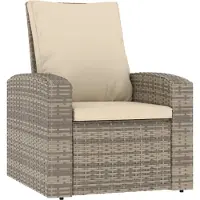 Syfax Gartensessel Verstellbar mit Kissen Hellbraun Poly Rattan
