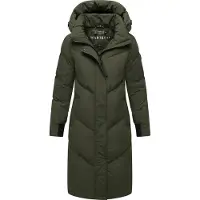 MARIKOO Damen Winterjacke Winter Steppmantel Parka Mantel Outdoor Jacke Teonaa Olive Gr. 36 - S