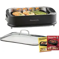 PowerXL Smokeless Grill – Elektrogrill – Rauch- und geruchsfreies Grillvergnügen – mit Grillplatte und Aromafunktion – Antihaftbeschichtung – mit Thermoglas-Deckel – Indoor-Grill – 1500 Watt –