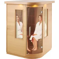 Vevor Ferninfrarot-Holzsauna, Sauna-Spa für Zuhause, für 2 Personen, Niedrige EMF-Ferninfrarot-Sauna aus Hemlockholz mit gehärteter Glastür & LED-Mehrfarbenlampe & Bluetooth-Lautsprechern, 1850 W