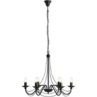 Licht-Erlebnisse Hängeleuchte Metall E14 65 cm breit H: max. 108 cm Schwarz rund Klassisch Pendelleuchte