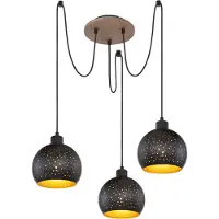 Etc-shop Pendellampe, Holz, schwarz, gold, H 225 cm