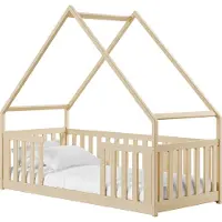 Mirjan 24 Kinderbett mit schubladen Bee, Hausbett, Lattenrost Flex aus Buchensperrholz (Farbe: Kiefer, Größe: 90x180 cm)