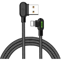 Mcdodo CA-4673 90 Grad Gaming Lightning Ladekabel/Datenkabel fr iPhone, iPad, Airpods, schwarz 1,8m