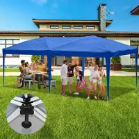 TolleTour Pavillon Faltpavillon 3x6m Blau Partyzelt UV-Schutz höhenverstellbarer mit Tragetasche, für Outdoor Garten Camping Ohne Seitenwänden