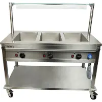 Saro Fahrbarer Edelstahl Bain Marie Wagen BT-3 für 3x GN 1/1 Behälter, 1304x704x850 mm