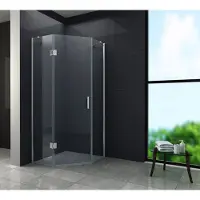 Glasdeals Fünfeck-Duschkabine VERTEX 100 x 100 x 195 cm ohne Duschtasse
