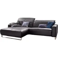 KAWOLA Sofa YORK Leder Life-line mocca Rec links Fuß Metall Chrom matt mit Sitztiefenverstellung